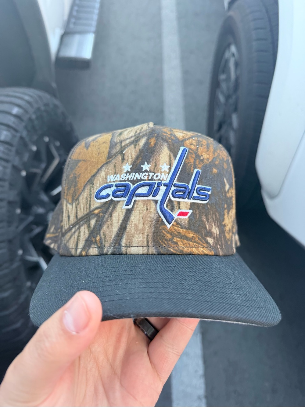 Washington Capitals Camo Baseball Hat with Black Brim